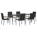 vidaXL Set mobilier de grădină, 7 piese, negru, textilenă și oțel