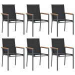 vidaXL Set mobilier de grădină, 7 piese, negru, textilenă și oțel