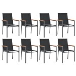 vidaXL Set mobilier de grădină, 9 piese, negru, textilenă și oțel vidaXL Set mobilier de grădină, 9 piese, negru, textilenă și oțel