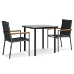 vidaXL Set mobilier de grădină, 3 piese, negru, textilenă și oțel vidaXL Set mobilier de grădină, 3 piese, negru, textilenă și oțel