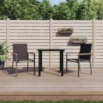 vidaXL Set mobilier de grădină, 3 piese, negru, textilenă și oțel vidaXL Set mobilier de grădină, 3 piese, negru, textilenă și oțel