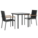 vidaXL Set mobilier de grădină, 3 piese, negru, textilenă și oțel vidaXL Set mobilier de grădină, 3 piese, negru, textilenă și oțel