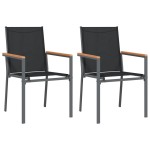 vidaXL Set mobilier de grădină, 3 piese, negru, textilenă și oțel vidaXL Set mobilier de grădină, 3 piese, negru, textilenă și oțel
