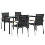 vidaXL Set mobilier de grădină, 5 piese, negru, textilenă și oțel