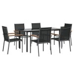 vidaXL Set mobilier de grădină, 7 piese, negru, textilenă și oțel