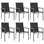 vidaXL Set mobilier de grădină, 7 piese, negru, textilenă și oțel