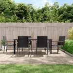 vidaXL Set mobilier de grădină, 7 piese, negru, textilenă și oțel