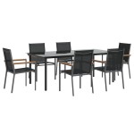 vidaXL Set mobilier de grădină, 7 piese, negru, textilenă și oțel