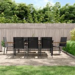vidaXL Set mobilier de grădină, 9 piese, negru, textilenă și oțel vidaXL Set mobilier de grădină, 9 piese, negru, textilenă și oțel