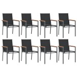 vidaXL Set mobilier de grădină, 9 piese, negru, textilenă și oțel vidaXL Set mobilier de grădină, 9 piese, negru, textilenă și oțel