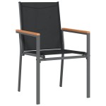 vidaXL Set mobilier de grădină, 9 piese, negru, textilenă și oțel vidaXL Set mobilier de grădină, 9 piese, negru, textilenă și oțel