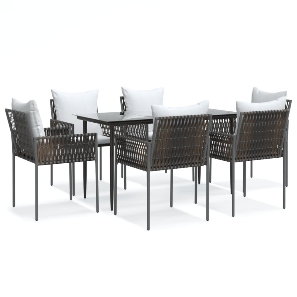 vidaXL Set mobilier de grădină cu perne, 7 piese, poliratan și oțel