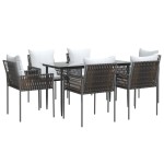 vidaXL Set mobilier de grădină cu perne, 7 piese, poliratan și oțel vidaXL Set mobilier de grădină cu perne, 7 piese, poliratan și oțel