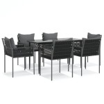 vidaXL Set mobilier de grădină cu perne, 7 piese, poliratan și oțel vidaXL Set mobilier de grădină cu perne, 7 piese, poliratan și oțel