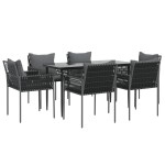 vidaXL Set mobilier de grădină cu perne, 7 piese, poliratan și oțel vidaXL Set mobilier de grădină cu perne, 7 piese, poliratan și oțel