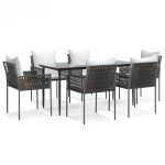 vidaXL Set mobilier de grădină cu perne, 7 piese, poliratan și oțel vidaXL Set mobilier de grădină cu perne, 7 piese, poliratan și oțel