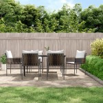 vidaXL Set mobilier de grădină cu perne, 7 piese, poliratan și oțel vidaXL Set mobilier de grădină cu perne, 7 piese, poliratan și oțel