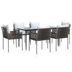 vidaXL Set mobilier de grădină cu perne, 7 piese, poliratan și oțel vidaXL Set mobilier de grădină cu perne, 7 piese, poliratan și oțel
