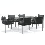 vidaXL Set mobilier de grădină cu perne, 7 piese, poliratan și oțel vidaXL Set mobilier de grădină cu perne, 7 piese, poliratan și oțel