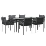 vidaXL Set mobilier de grădină cu perne, 7 piese, poliratan și oțel vidaXL Set mobilier de grădină cu perne, 7 piese, poliratan și oțel