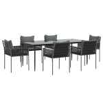 vidaXL Set mobilier de grădină cu perne, 7 piese, poliratan și oțel vidaXL Set mobilier de grădină cu perne, 7 piese, poliratan și oțel