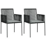 vidaXL Set mobilier grădină cu perne, 3 piese, negru, poliratan & oțel