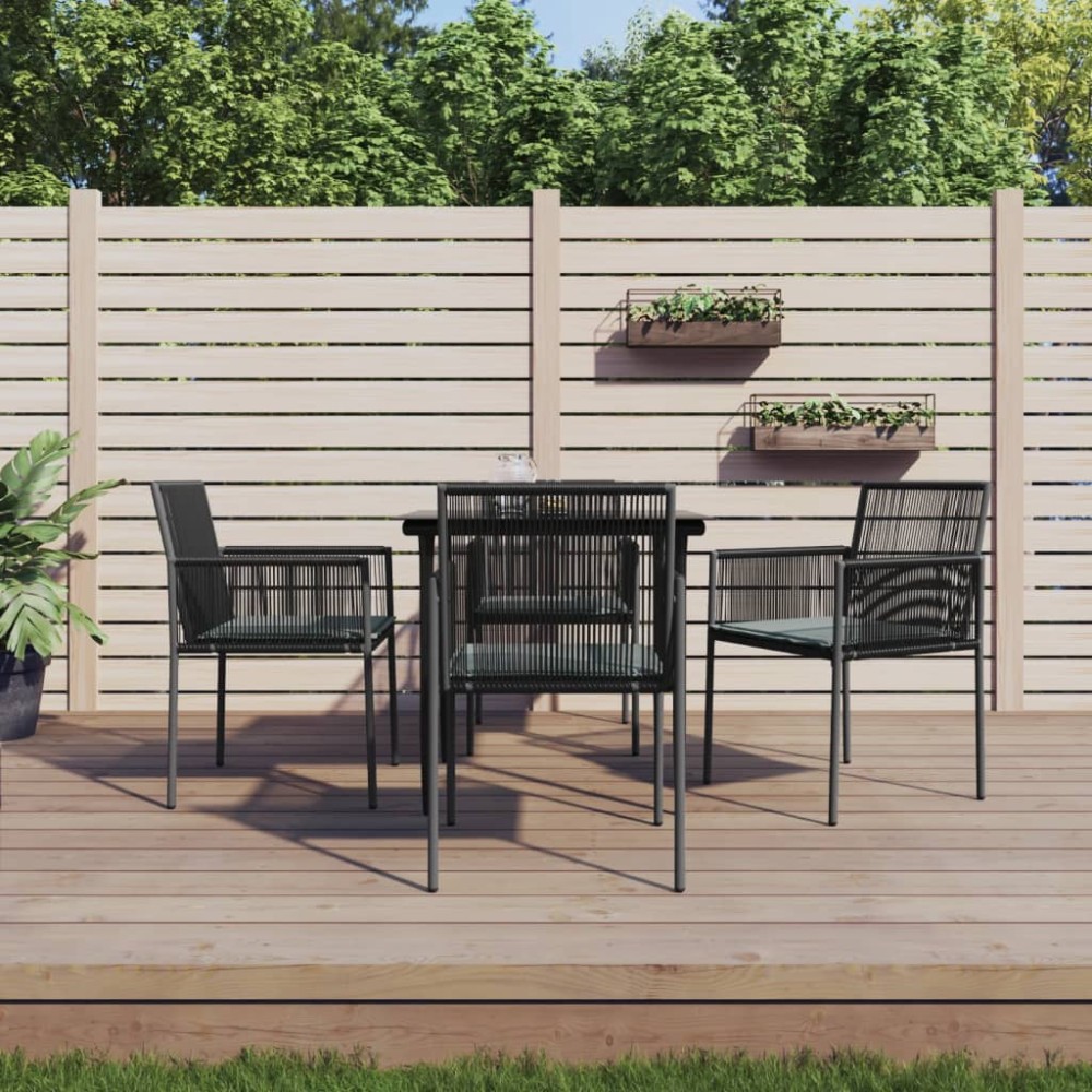 vidaXL Set mobilier grădină cu perne, 5 piese, negru, poliratan & oțel