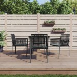vidaXL Set mobilier grădină cu perne, 5 piese, negru, poliratan & oțel