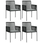 vidaXL Set mobilier grădină cu perne, 5 piese, negru, poliratan & oțel