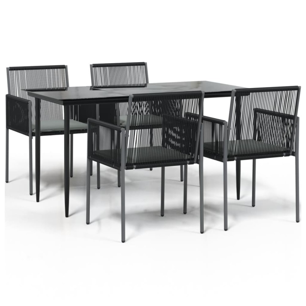 vidaXL Set mobilier grădină cu perne, 5 piese, negru, poliratan & oțel