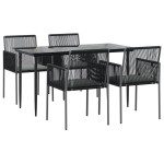 vidaXL Set mobilier grădină cu perne, 5 piese, negru, poliratan & oțel