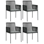 vidaXL Set mobilier grădină cu perne, 5 piese, negru, poliratan & oțel