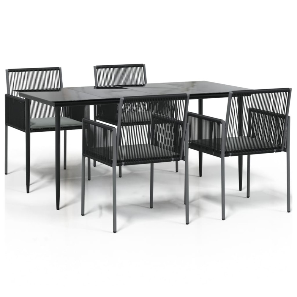 vidaXL Set mobilier grădină cu perne, 5 piese, negru, poliratan & oțel