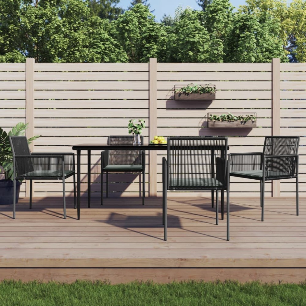 vidaXL Set mobilier grădină cu perne, 5 piese, negru, poliratan & oțel