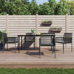 vidaXL Set mobilier grădină cu perne, 5 piese, negru, poliratan & oțel