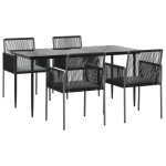 vidaXL Set mobilier grădină cu perne, 5 piese, negru, poliratan & oțel