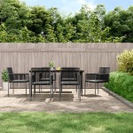 vidaXL Set mobilier grădină cu perne, 7 piese, negru, poliratan & oțel