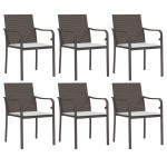 vidaXL Scaune de grădină cu perne, 6 buc., maro, 56x59x84 cm poliratan vidaXL Scaune de grădină cu perne, 6 buc., maro, 56x59x84 cm poliratan