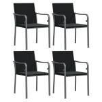 vidaXL Scaune de grădină cu perne 4 buc. negru 56x59x84 cm poliratan vidaXL Scaune de grădină cu perne 4 buc. negru 56x59x84 cm poliratan