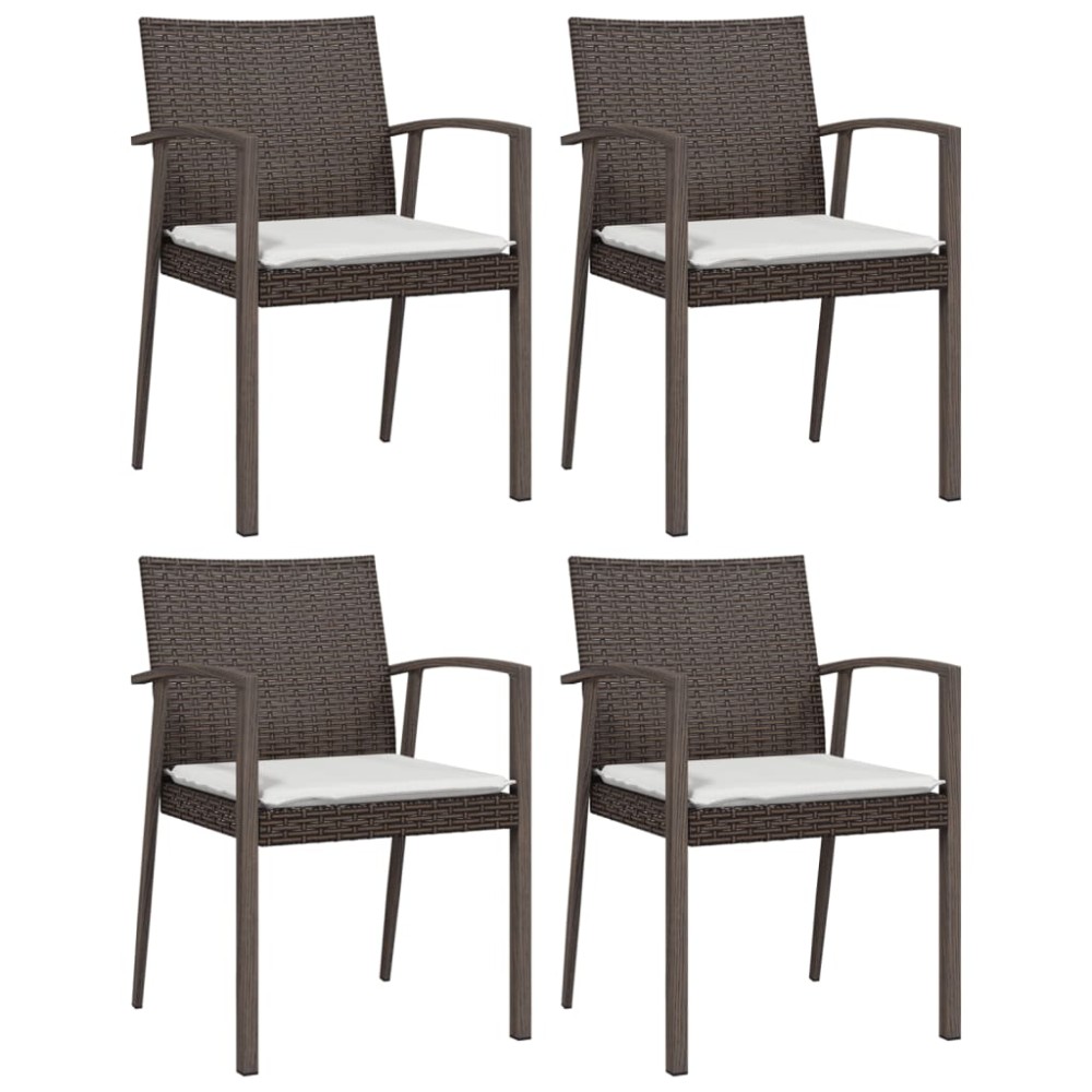 vidaXL Scaune de grădină cu perne 4 buc. maro 56,5x57x83 cm poliratan