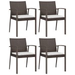 vidaXL Scaune de grădină cu perne 4 buc. maro 56,5x57x83 cm poliratan vidaXL Scaune de grădină cu perne 4 buc. maro 56,5x57x83 cm poliratan