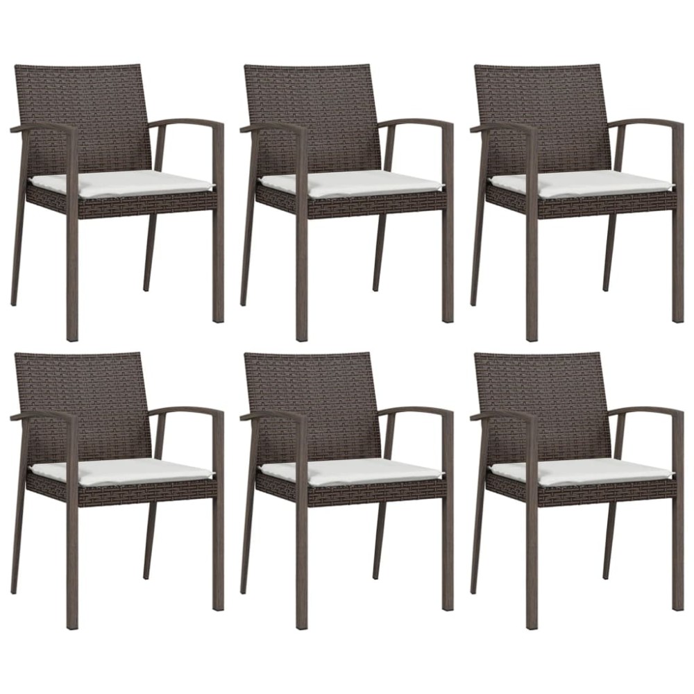 vidaXL Scaune de grădină cu perne 6 buc. maro 56,5x57x83 cm poliratan