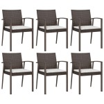 vidaXL Scaune de grădină cu perne 6 buc. maro 56,5x57x83 cm poliratan vidaXL Scaune de grădină cu perne 6 buc. maro 56,5x57x83 cm poliratan