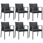 vidaXL Scaune de grădină cu perne 6 buc. negru 56,5x57x83 cm poliratan vidaXL Scaune de grădină cu perne 6 buc. negru 56,5x57x83 cm poliratan
