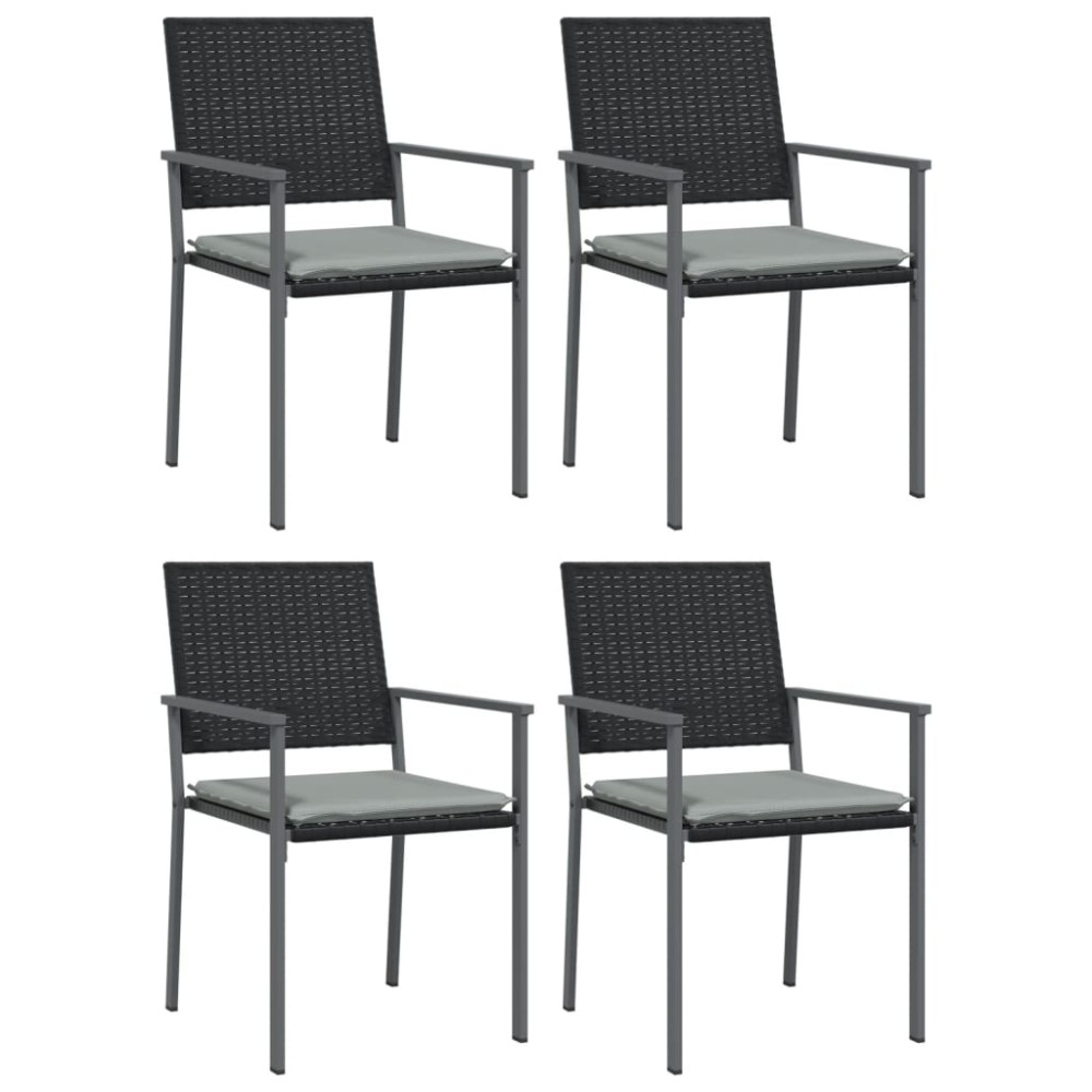 vidaXL Scaune de grădină cu perne 4 buc. negru 54x62,5x89 cm poliratan