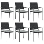 vidaXL Scaune de grădină cu perne 6 buc. negru 54x62,5x89 cm poliratan vidaXL Scaune de grădină cu perne 6 buc. negru 54x62,5x89 cm poliratan
