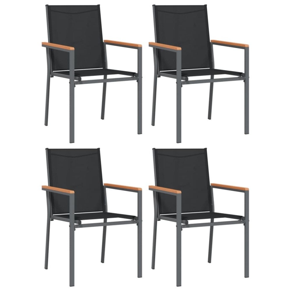vidaXL Scaune de grădină, 4 buc., negru, 55x61,5x90 cm, textilenă&oțel