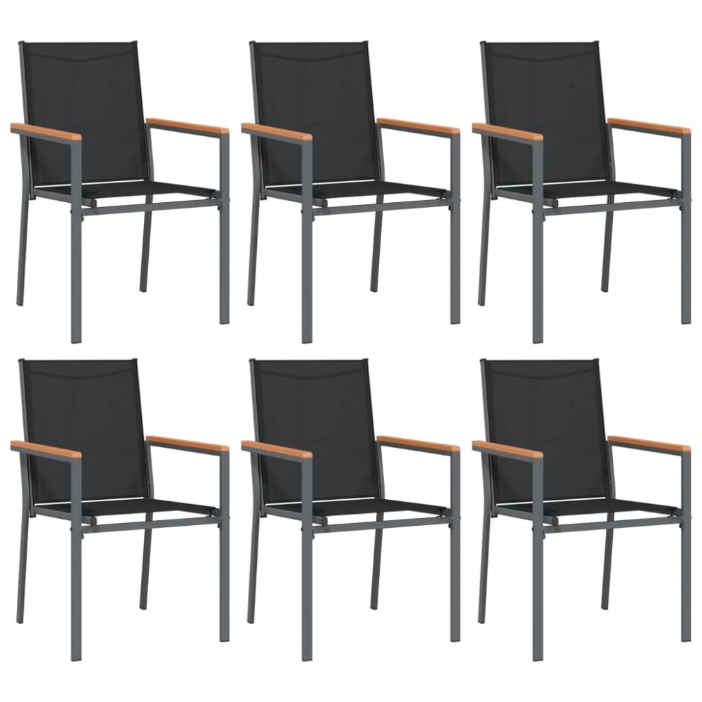 vidaXL Scaune de grădină, 6 buc., negru, 55x61,5x90 cm, textilenă&oțel