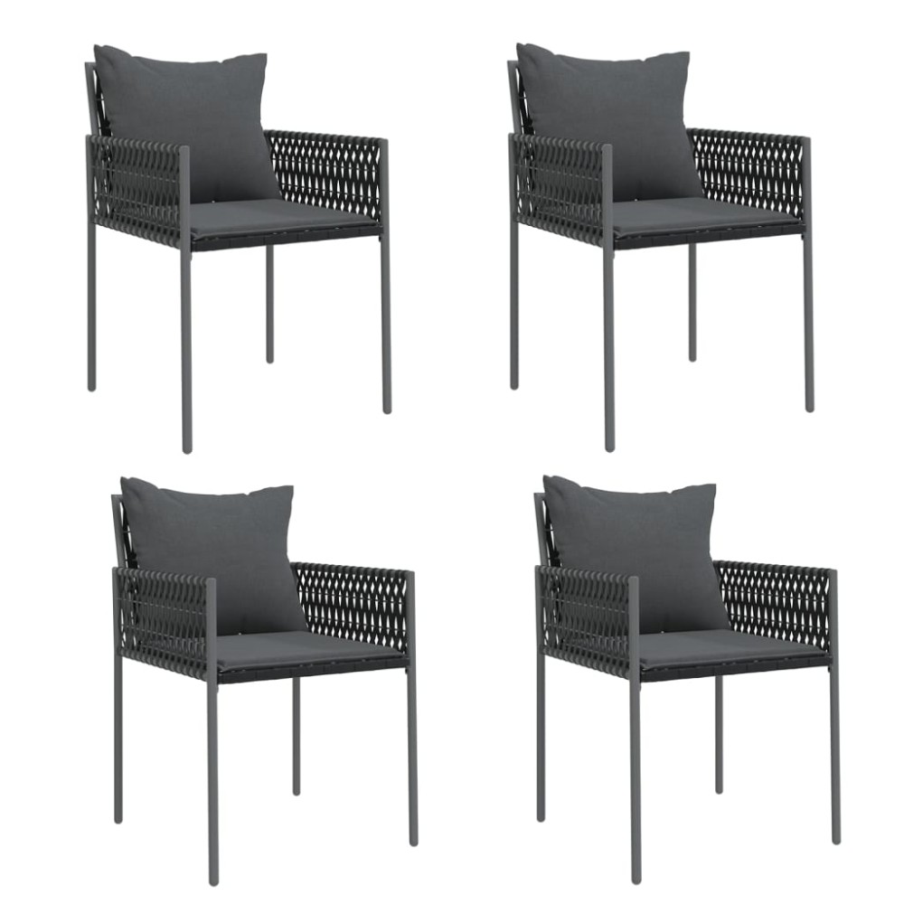 vidaXL Scaune de grădină cu perne 4 buc. negru 54x61x83 cm poliratan