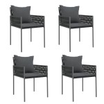 vidaXL Scaune de grădină cu perne 4 buc. negru 54x61x83 cm poliratan vidaXL Scaune de grădină cu perne 4 buc. negru 54x61x83 cm poliratan